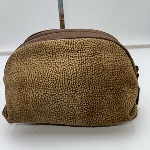 BORBONESE Pouch Redwall Quail Pattern Suede x Leather
